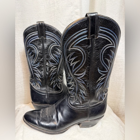Tony Lama 6238 Men’s 10B Black Leather Cowboy Boots Made in USA Western - Picture 3 of 10